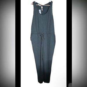 NWT Maurices Jumpsuit Women’s Large Gray Sleeveless Cross Back Ribbed Knit